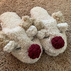 christmas reindeer slippers fuzzy house shoes